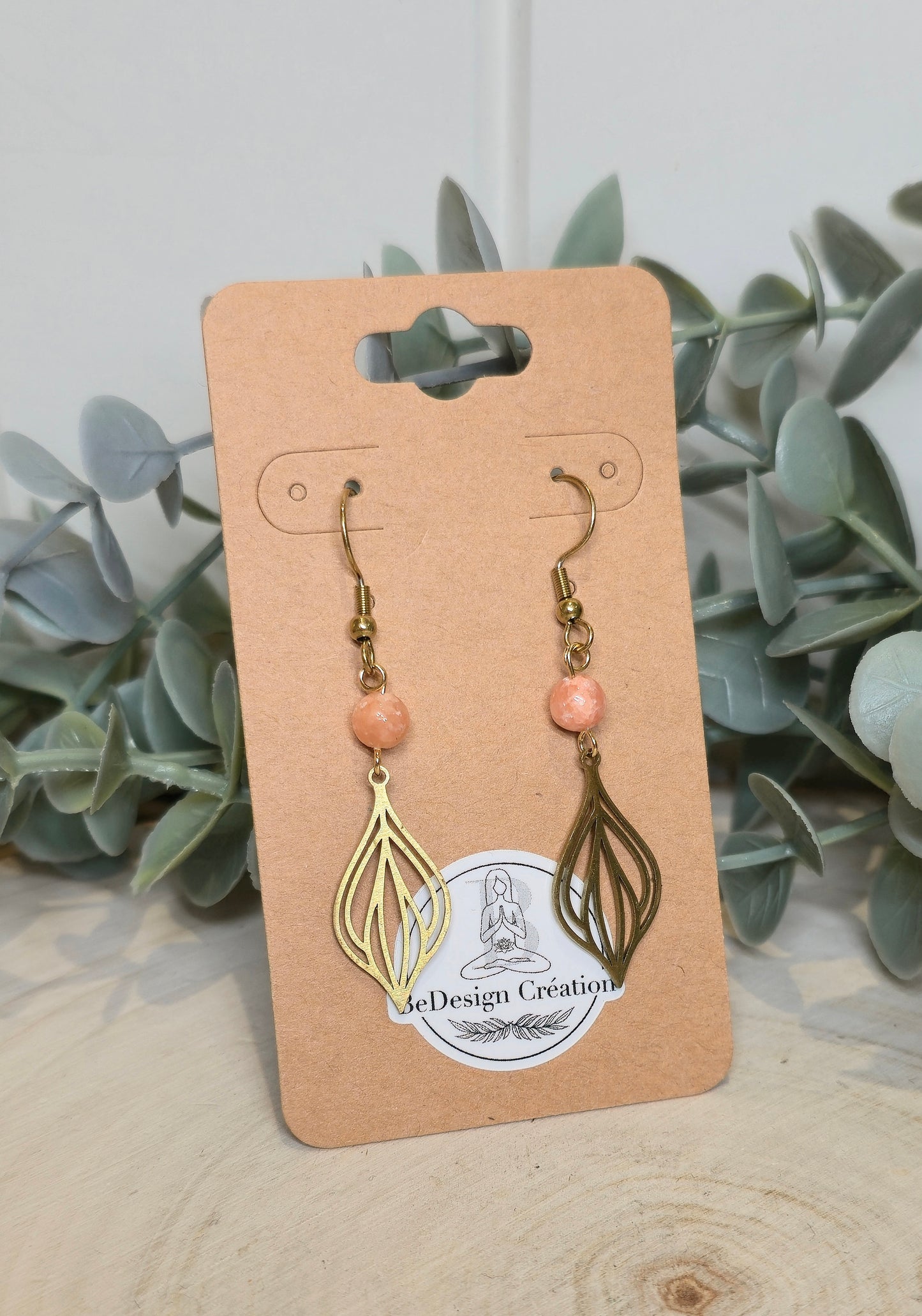 Boucles d’oreilles Géométrie gold Calcite pêche