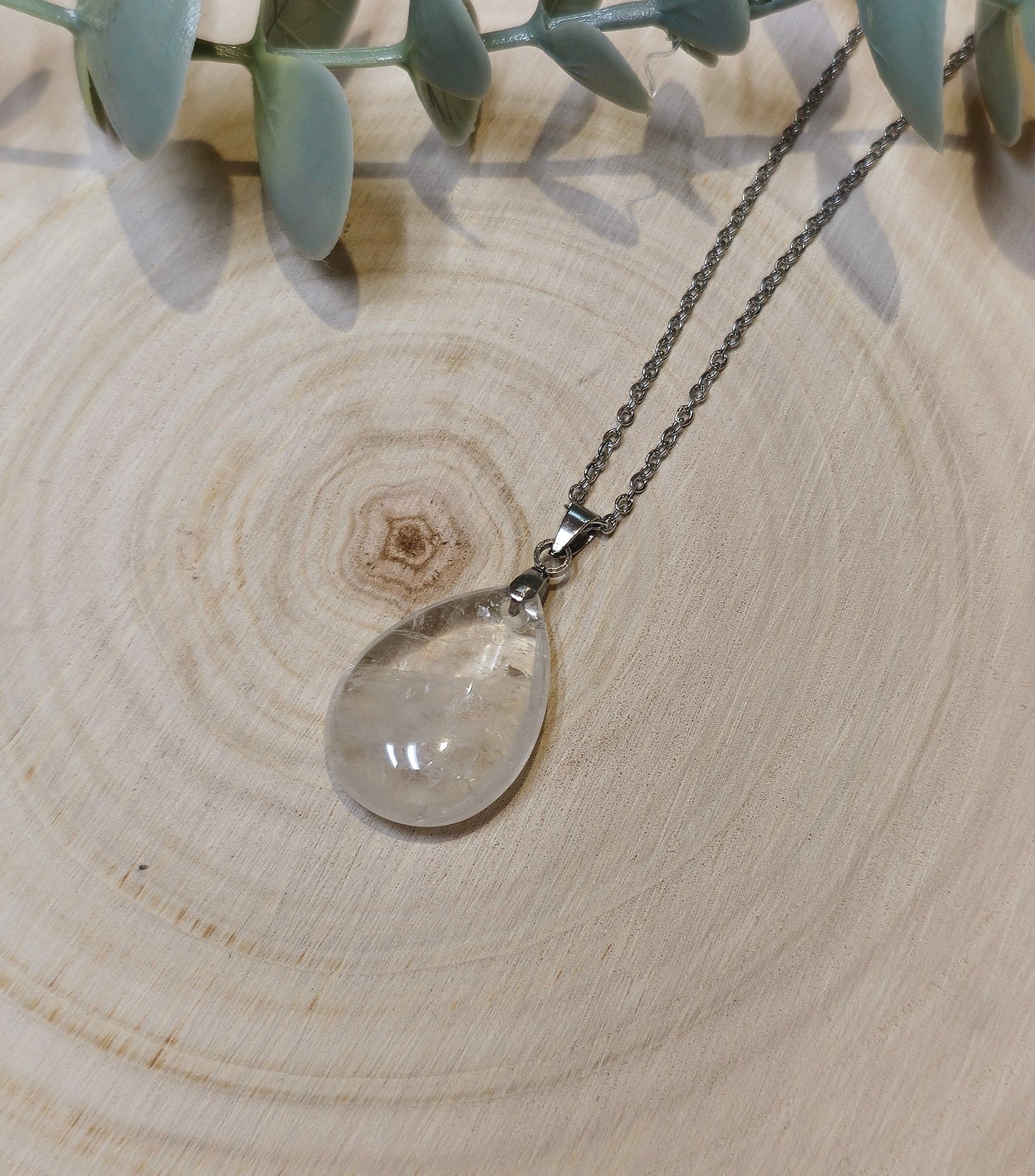 Collier goutte Quartz clair