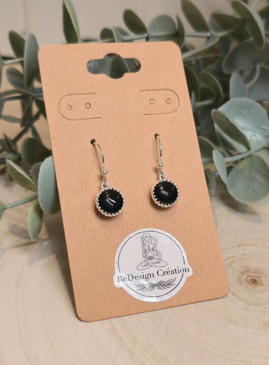 Boucles d'oreilles pendante Onyx
