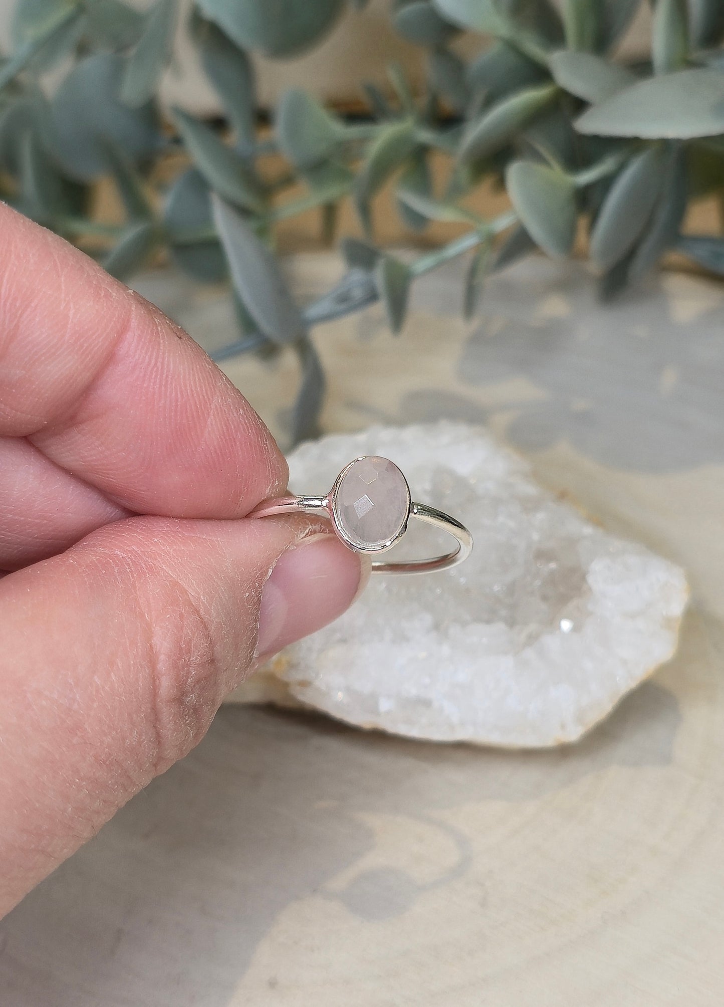 Bague ovale Quartz rose