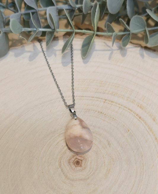 Collier Agate fleur goutte