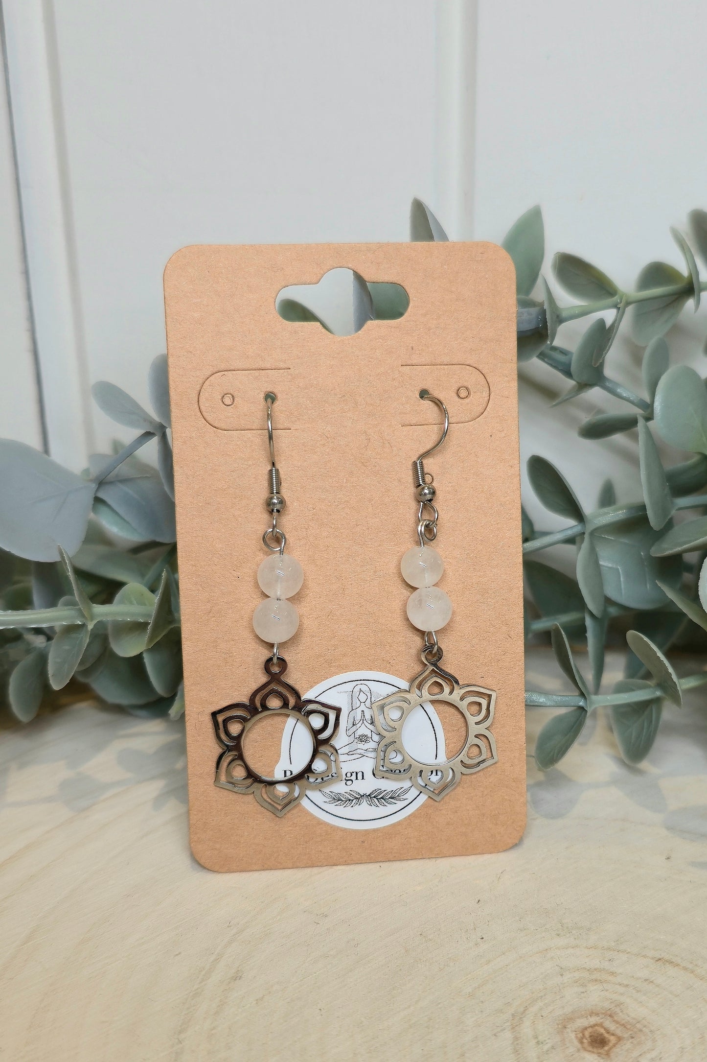 Boucles d’oreilles Fleur Quartz clair