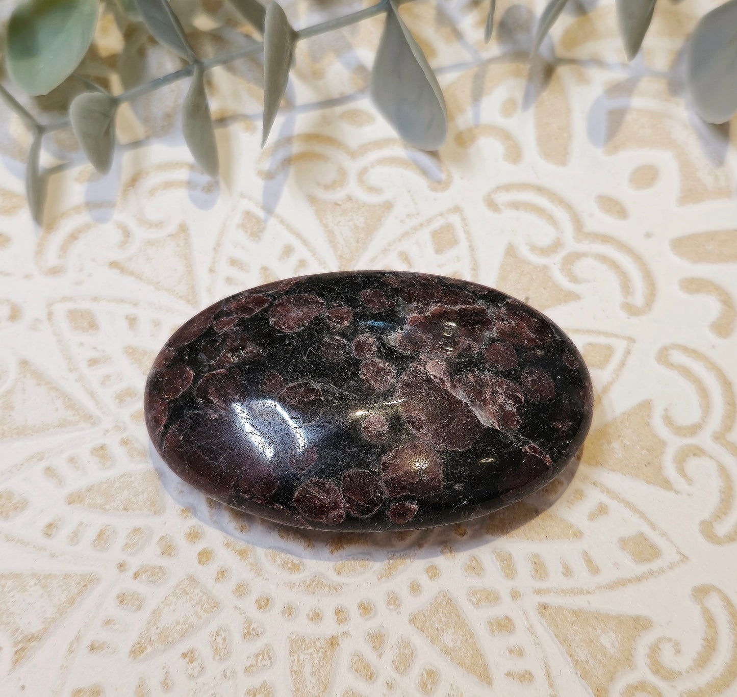 Pierre de paume en Grenat dans Astrophyllite