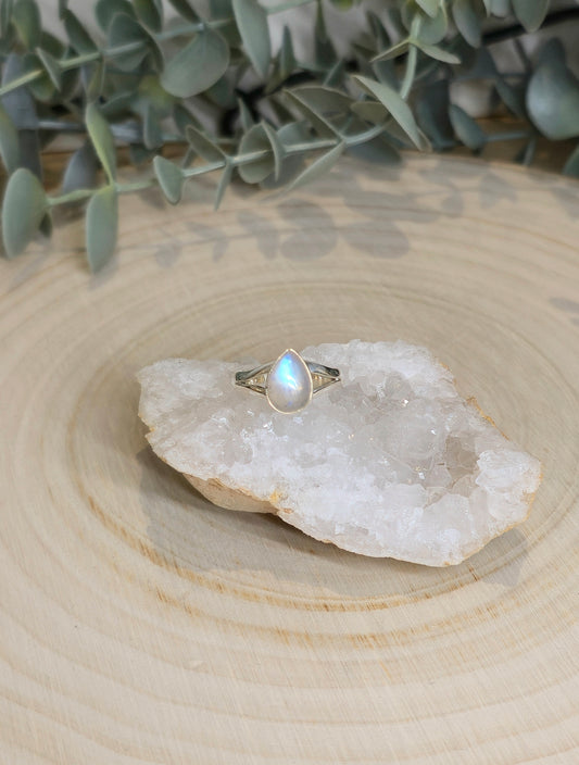 Bague Pierre de lune Arc-en-ciel