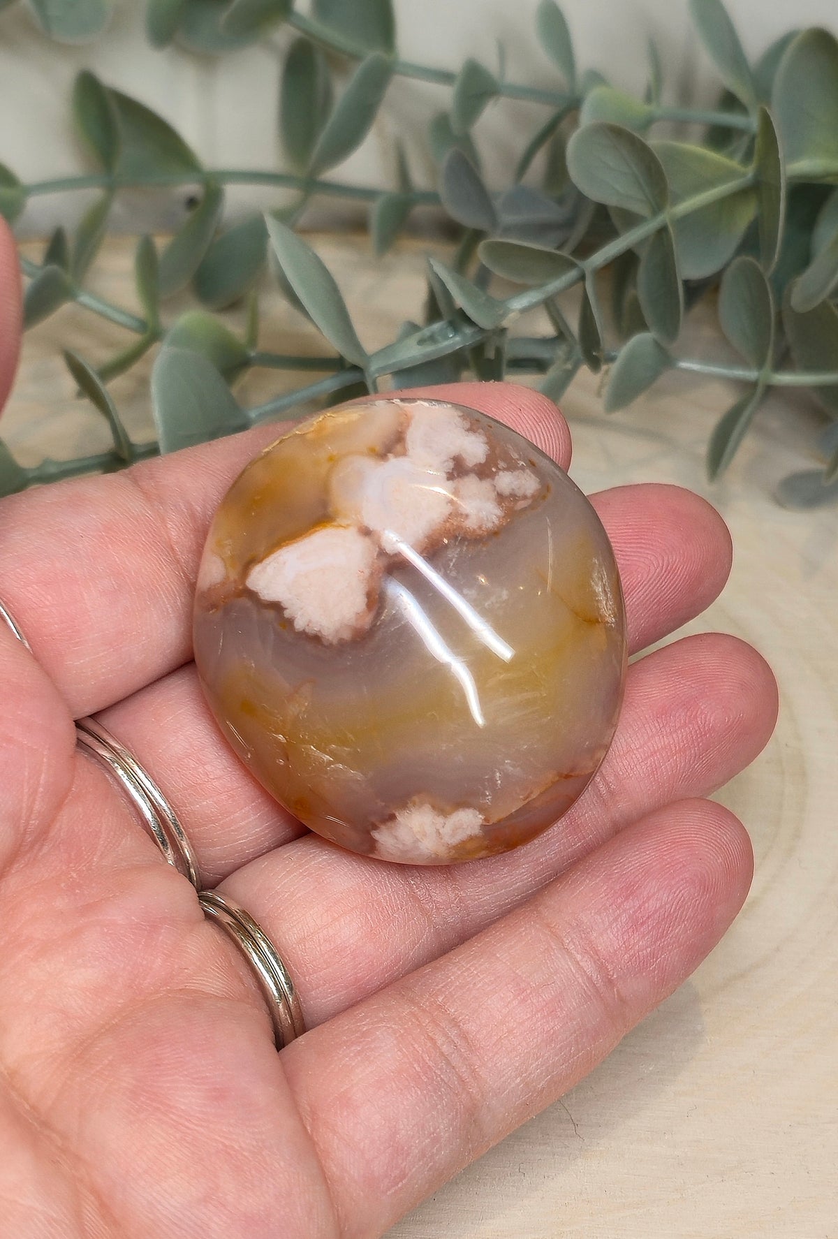 Pierre de paume en Agate fleur