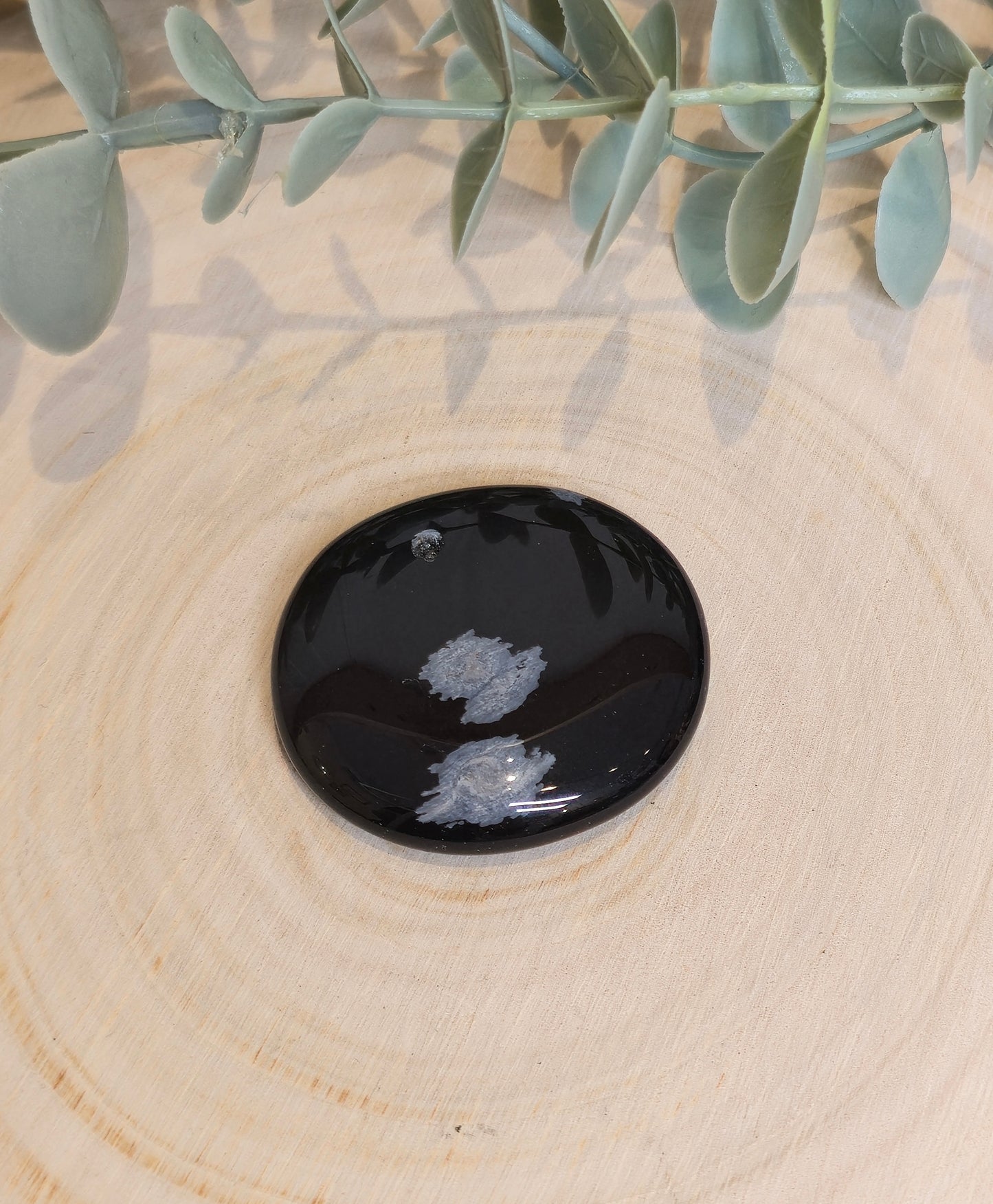 Pierre de paume mince Obsidienne snowflake