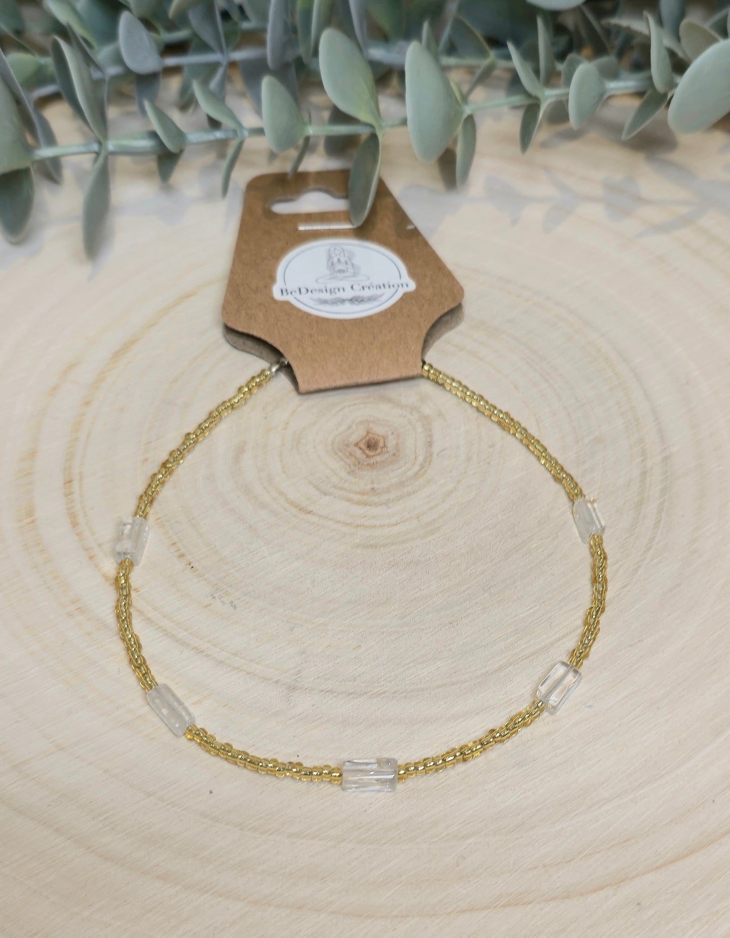 Bracelet cheville avec pierres - Quartz clair