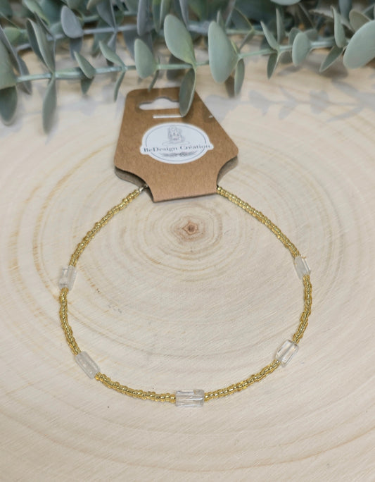 Bracelet cheville avec pierres - Quartz clair