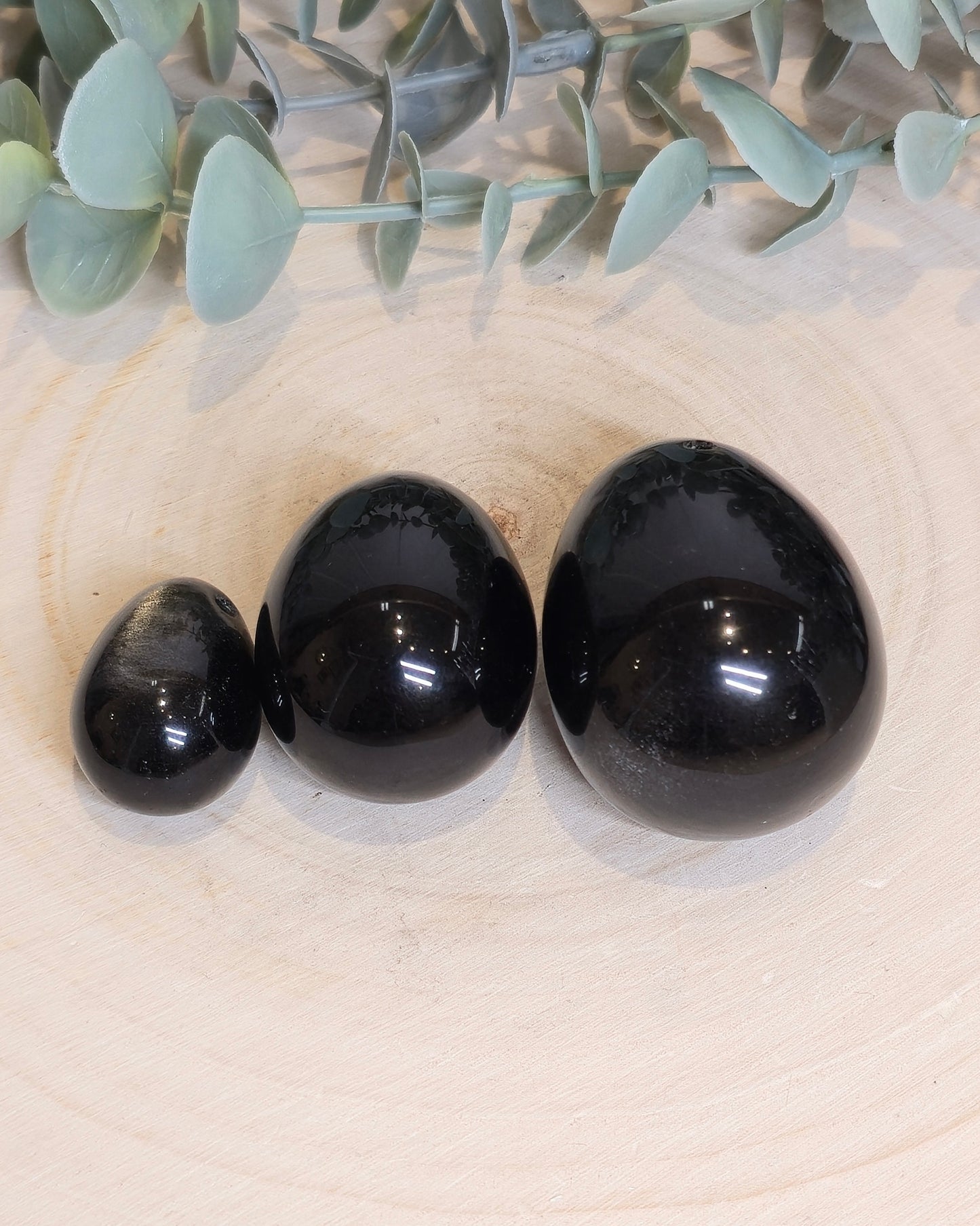 Oeuf de Yoni Obsidienne argentée