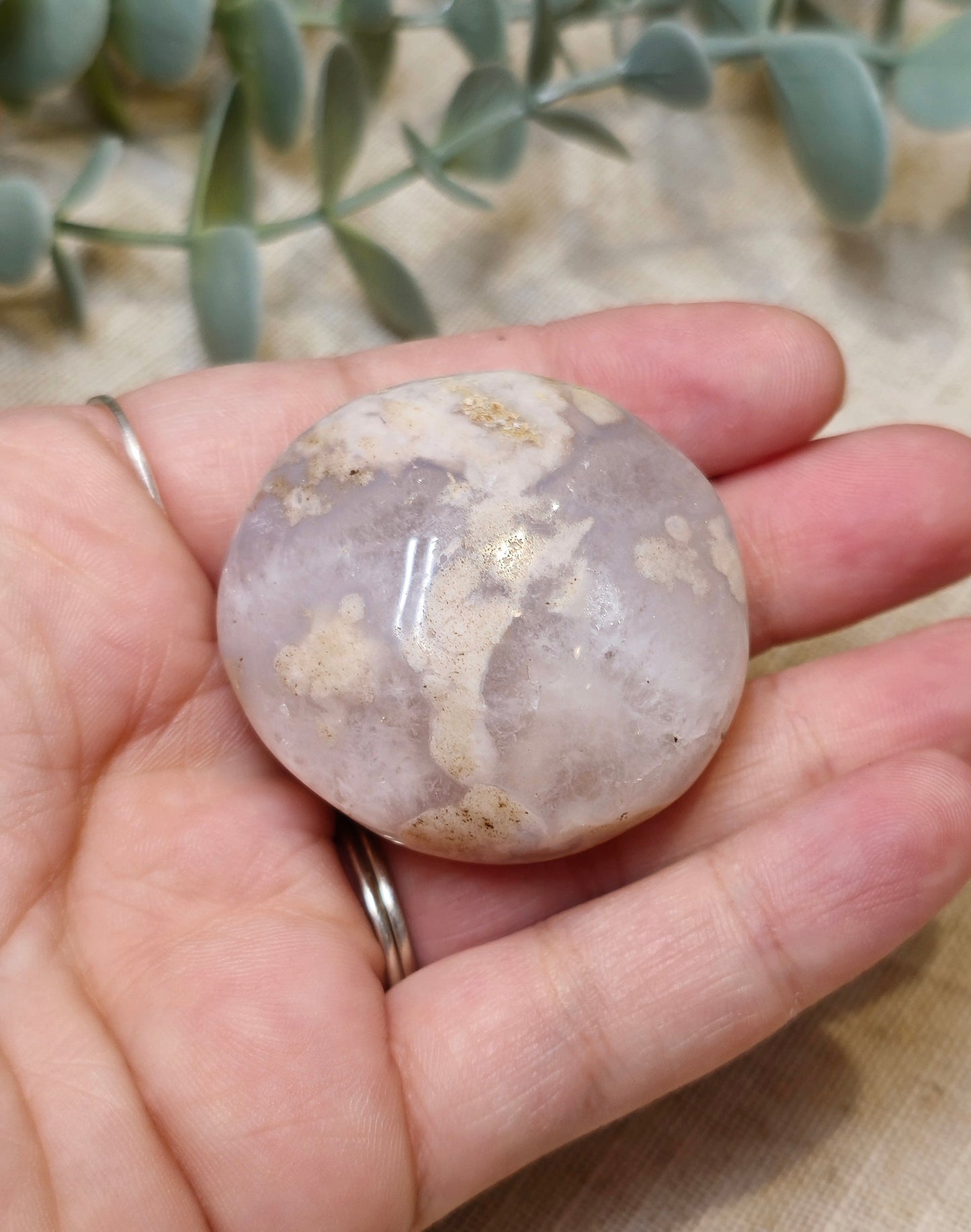 Pierre de paume en Agate fleur