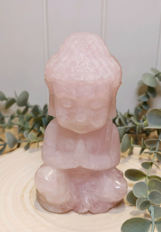 Bouddha en Quartz rose 15cm