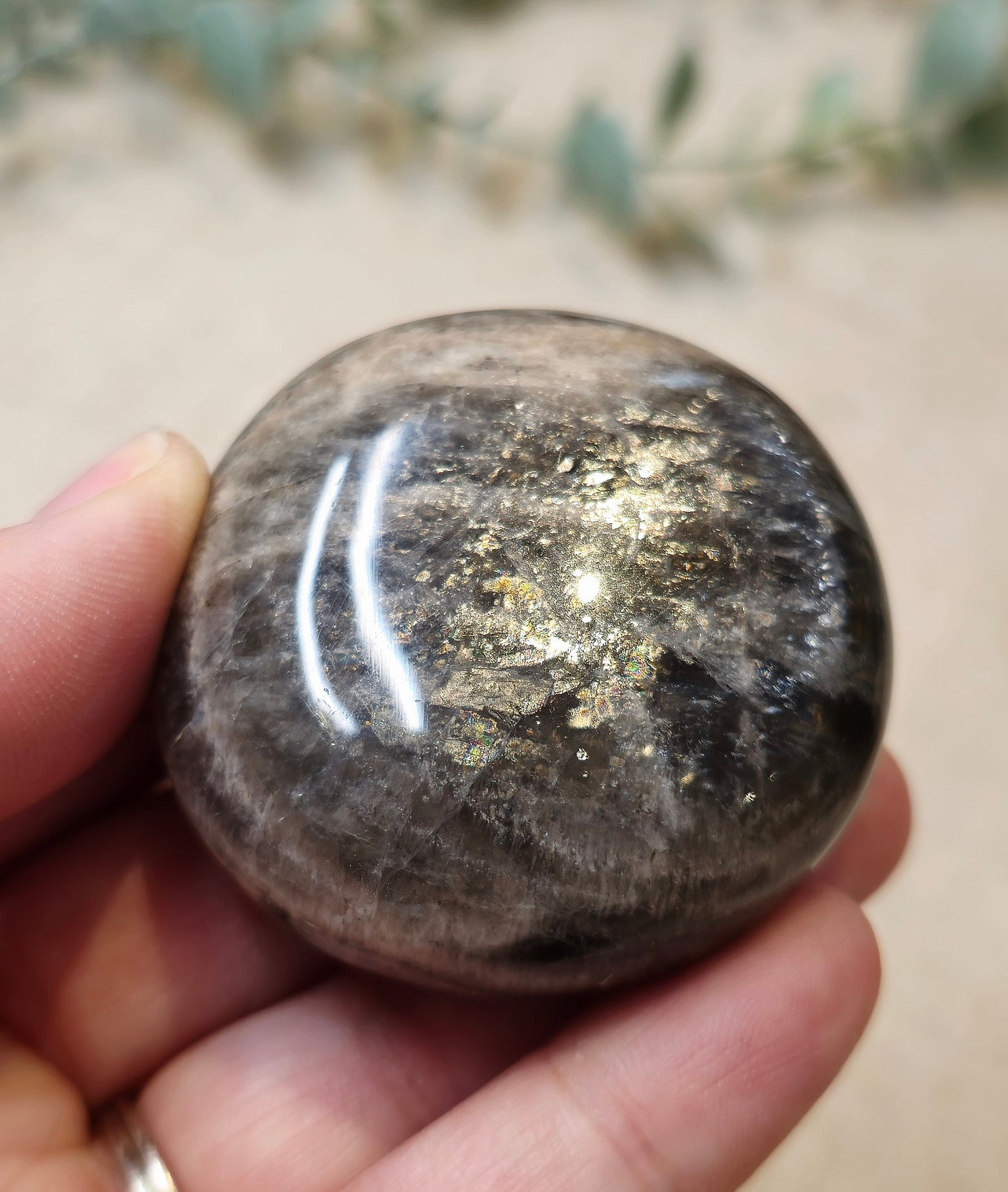 Pierre de paume en Pierre de lune noire