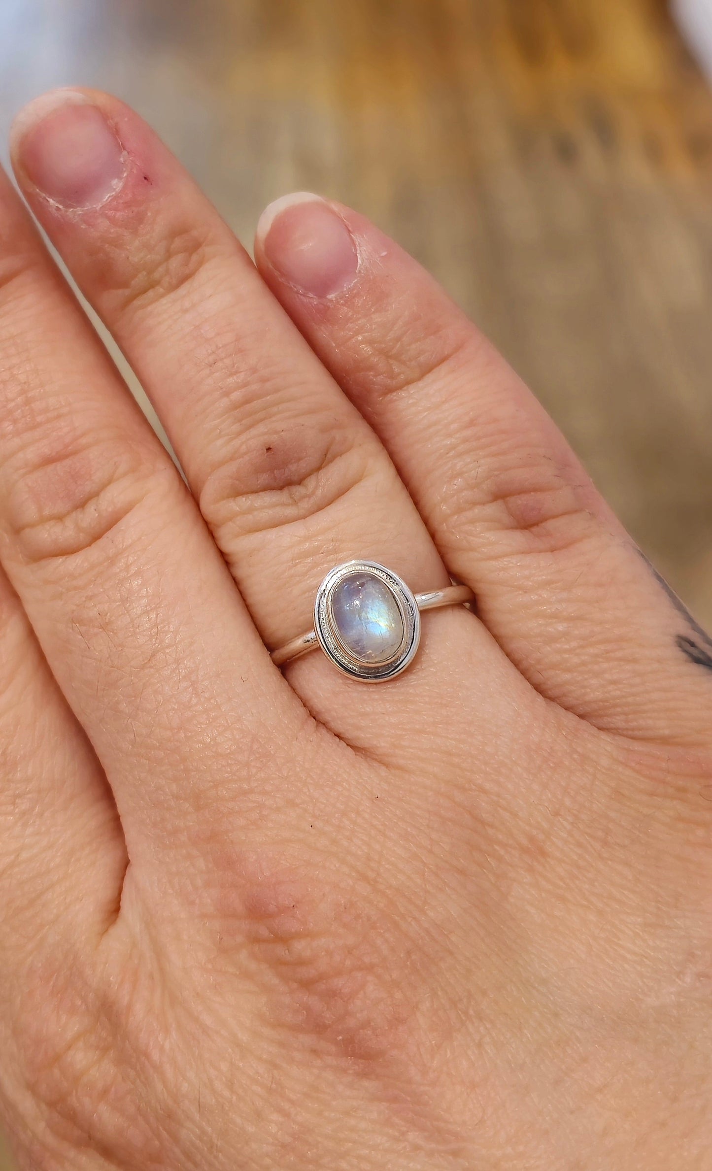 Bague Pierre de lune Arc-en-ciel