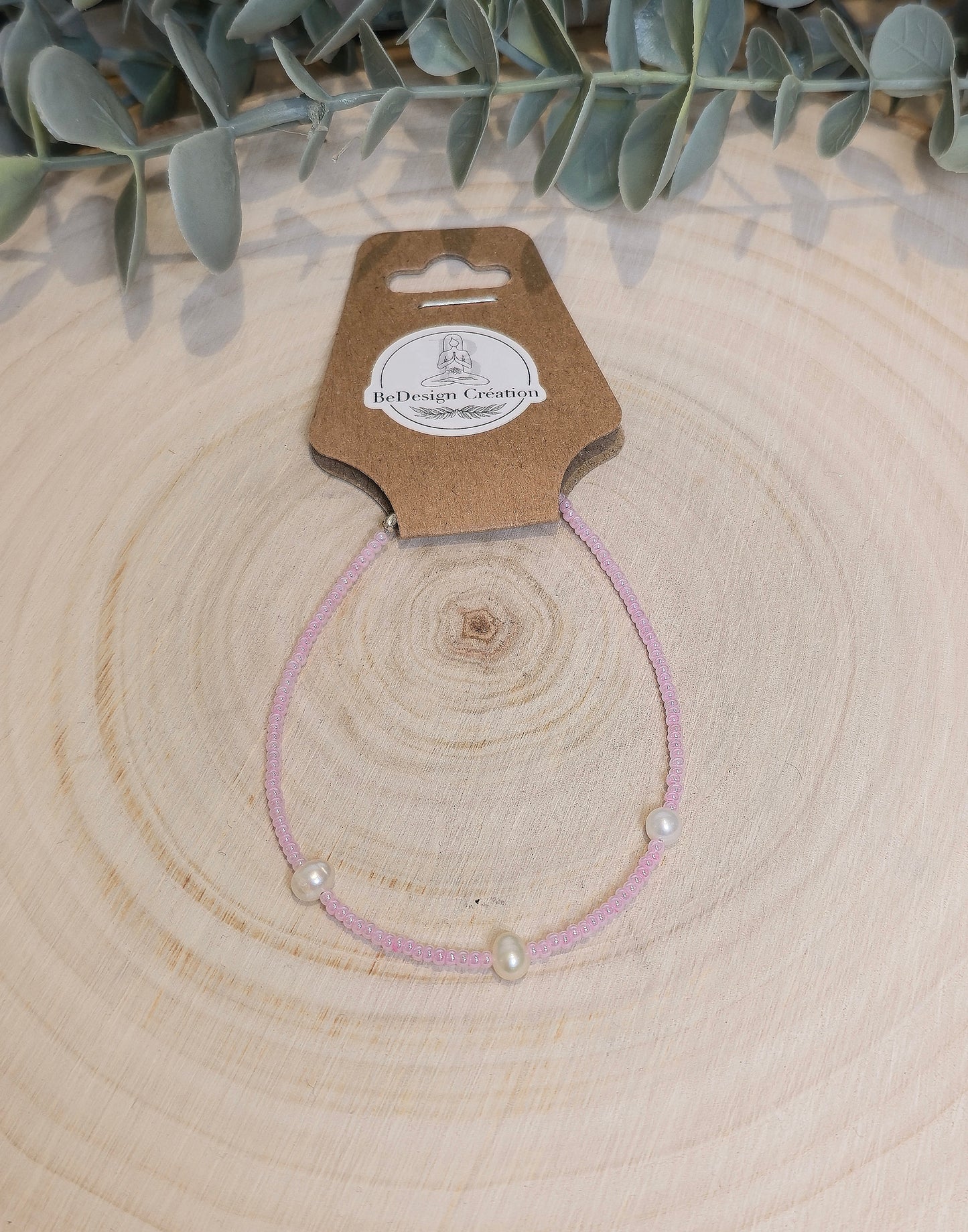 Bracelet avec pierres - Perle rose