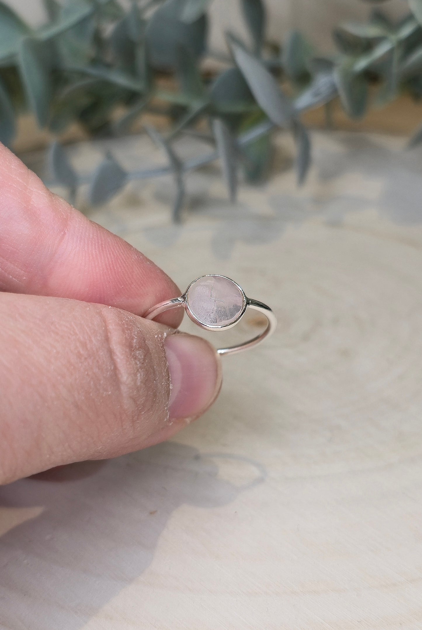 Bague grand rond Quartz rose