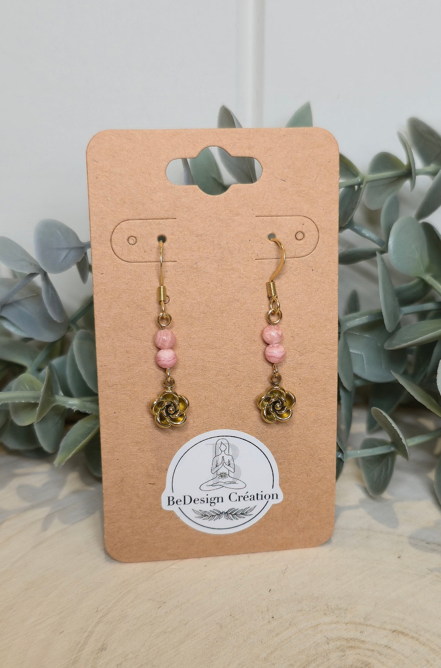 Boucles d’oreilles gold Rose Rhodochrosite