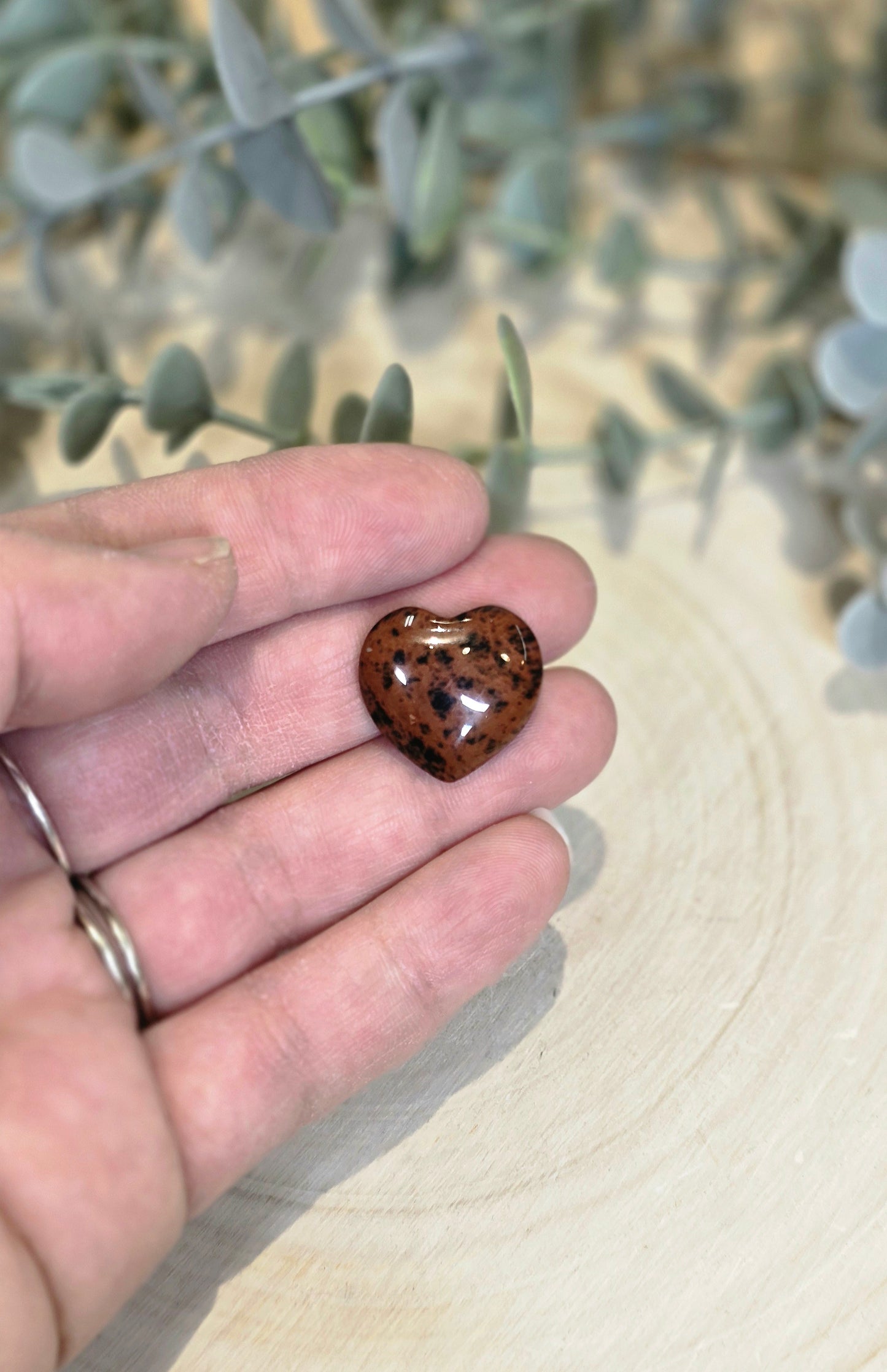 Coeur en Obsidienne acajou