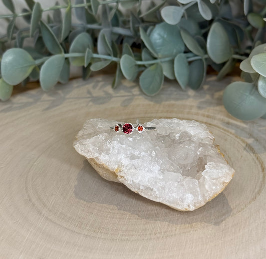 Bague triple Grenat losange et rond