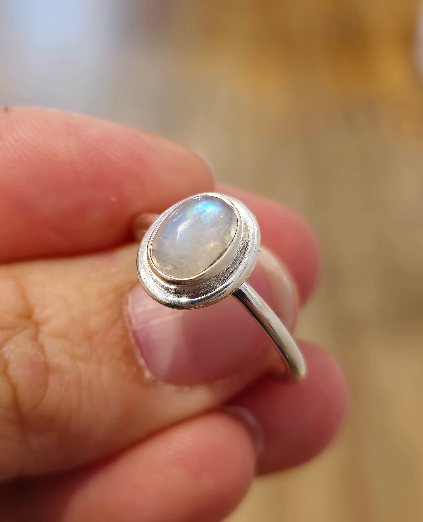 Bague Pierre de lune Arc-en-ciel