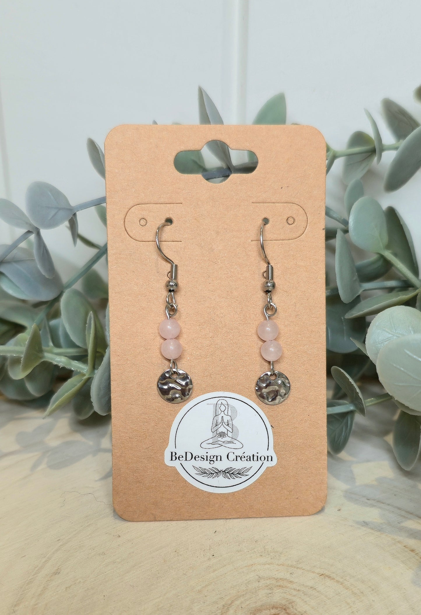 Boucles d’oreilles Rond Quartz rose