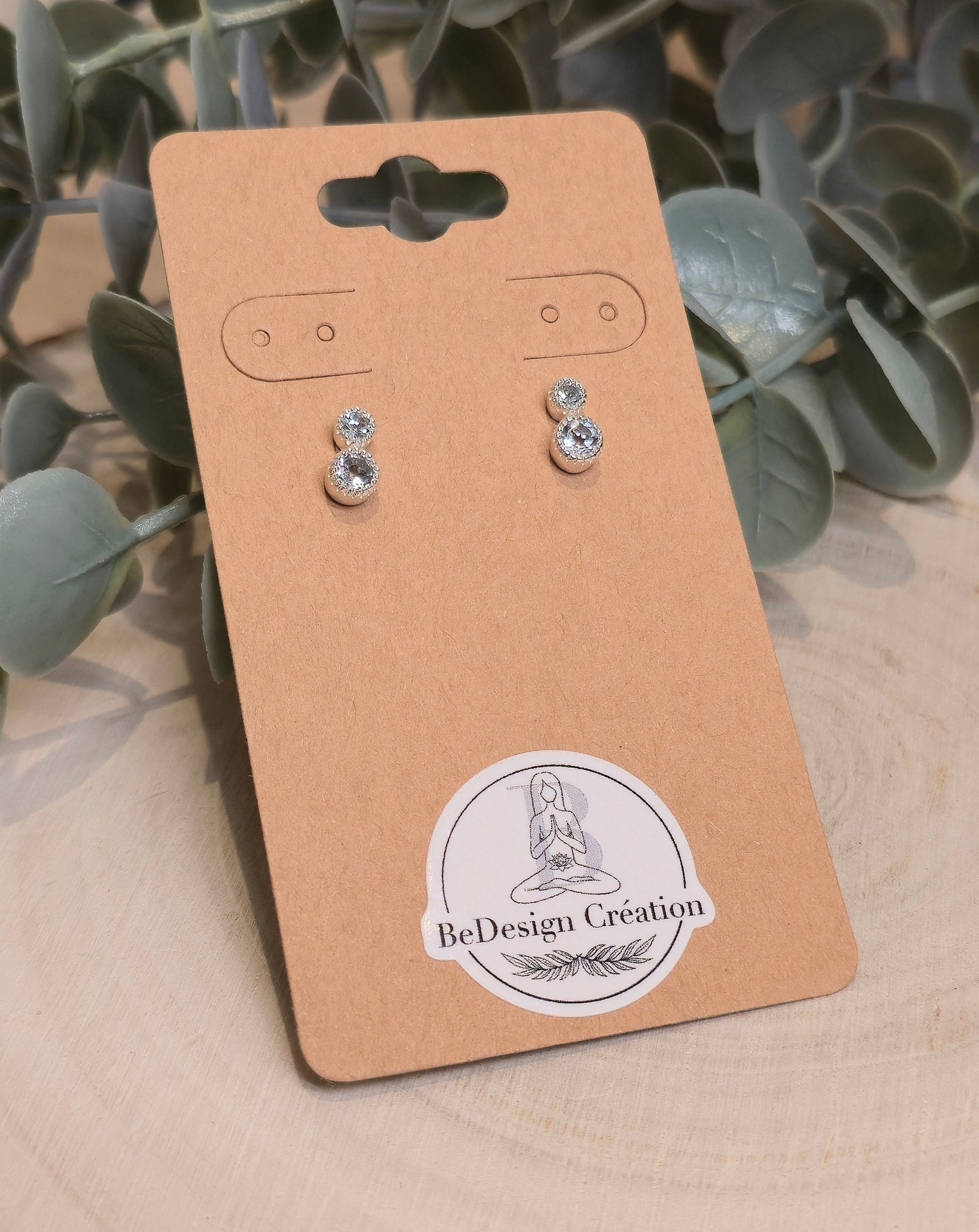 Boucles d'oreilles Topaze bleue double