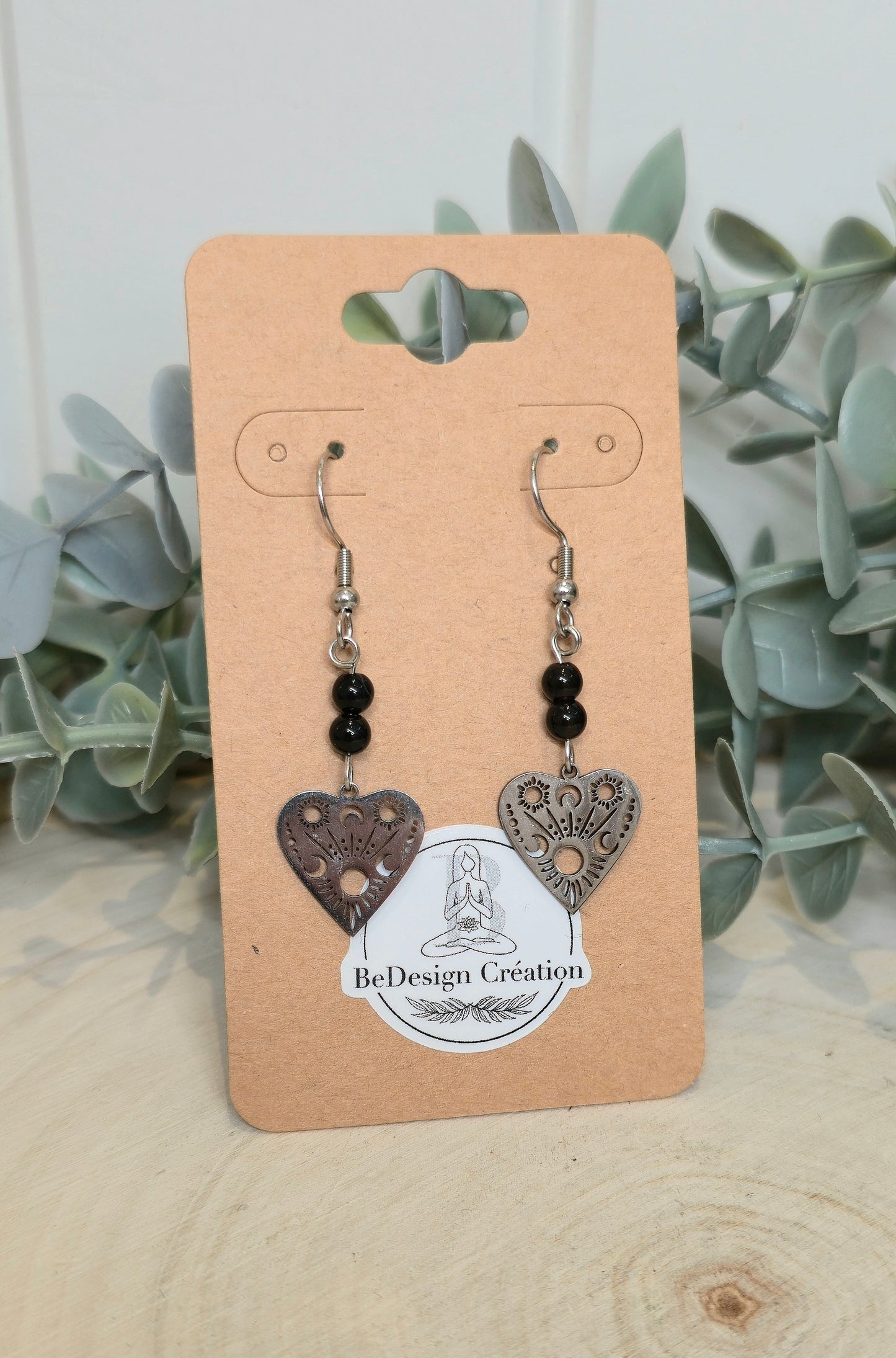 Boucles d’oreilles Coeur Céleste Onyx