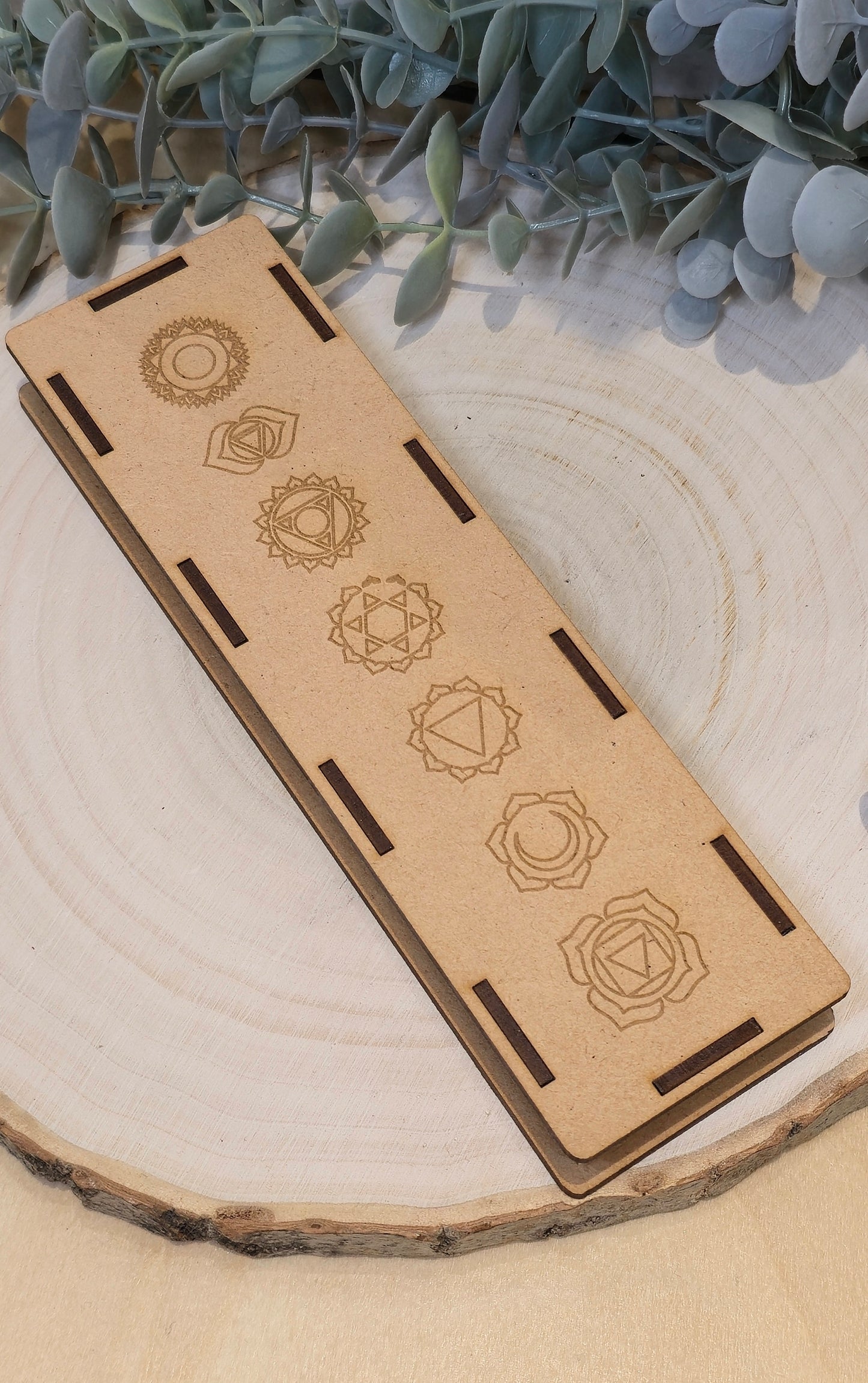 Plaque Sélénite Chakras gravé