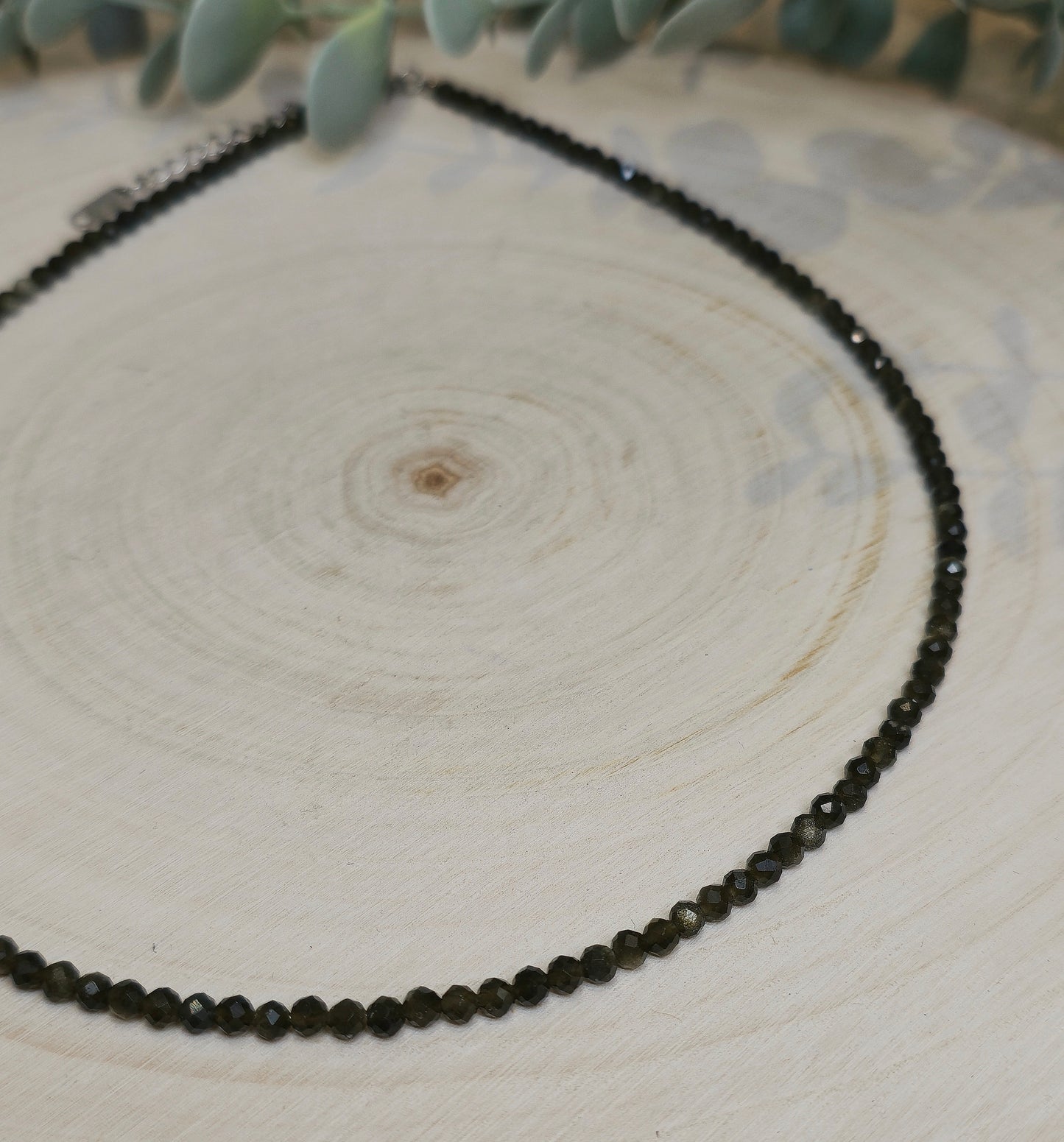 Collier Obsidienne Dorée