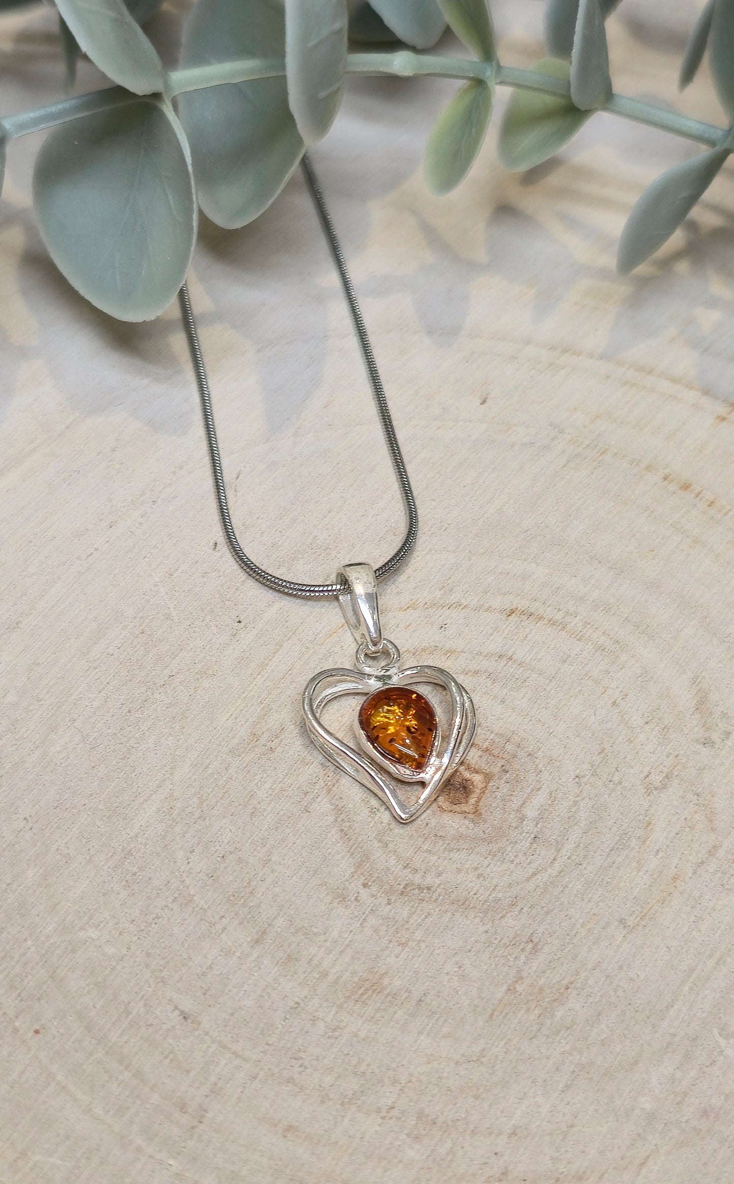 Collier Coeur Ambre baltique