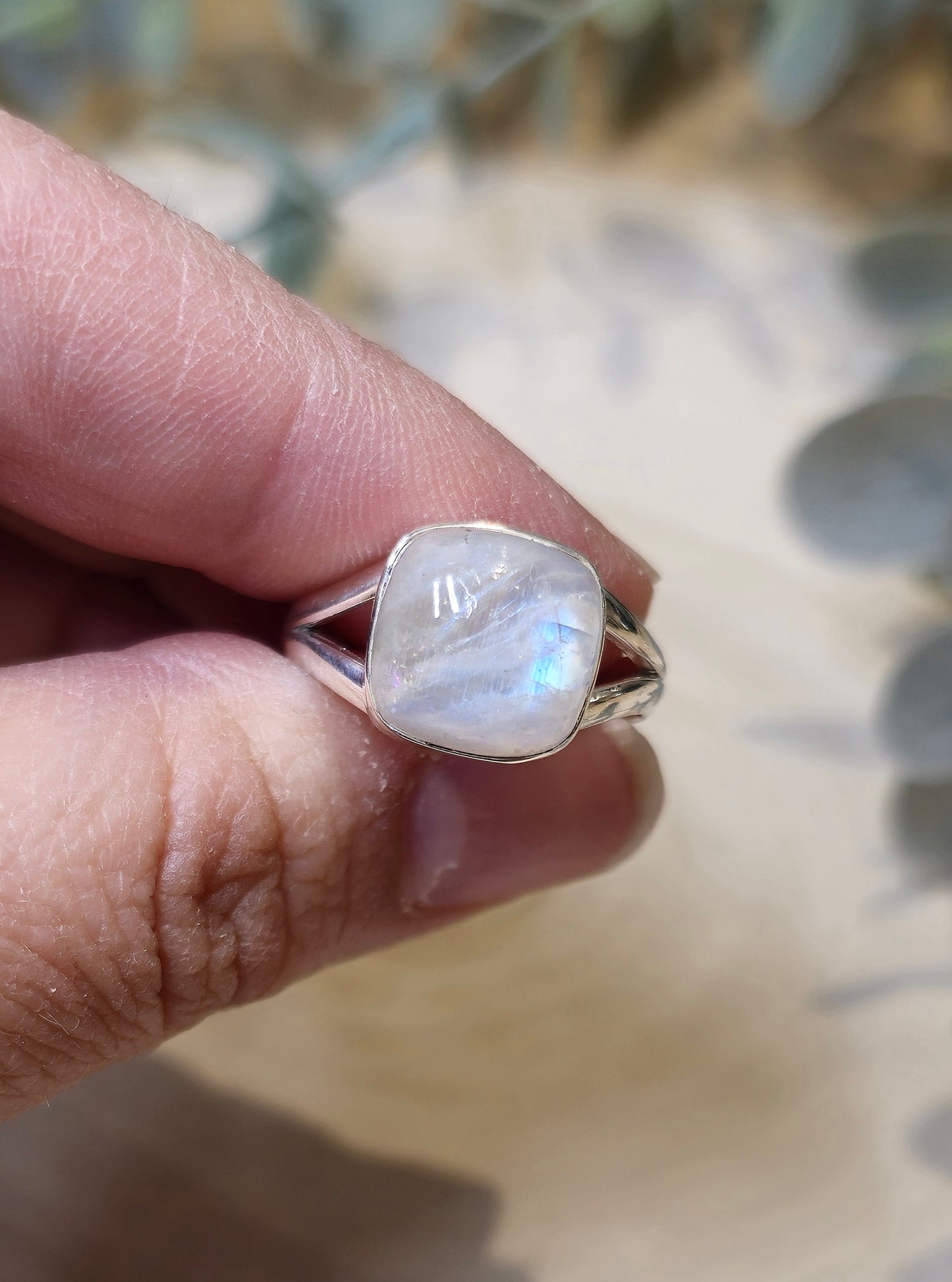 Bague Pierre de lune Arc-en-ciel