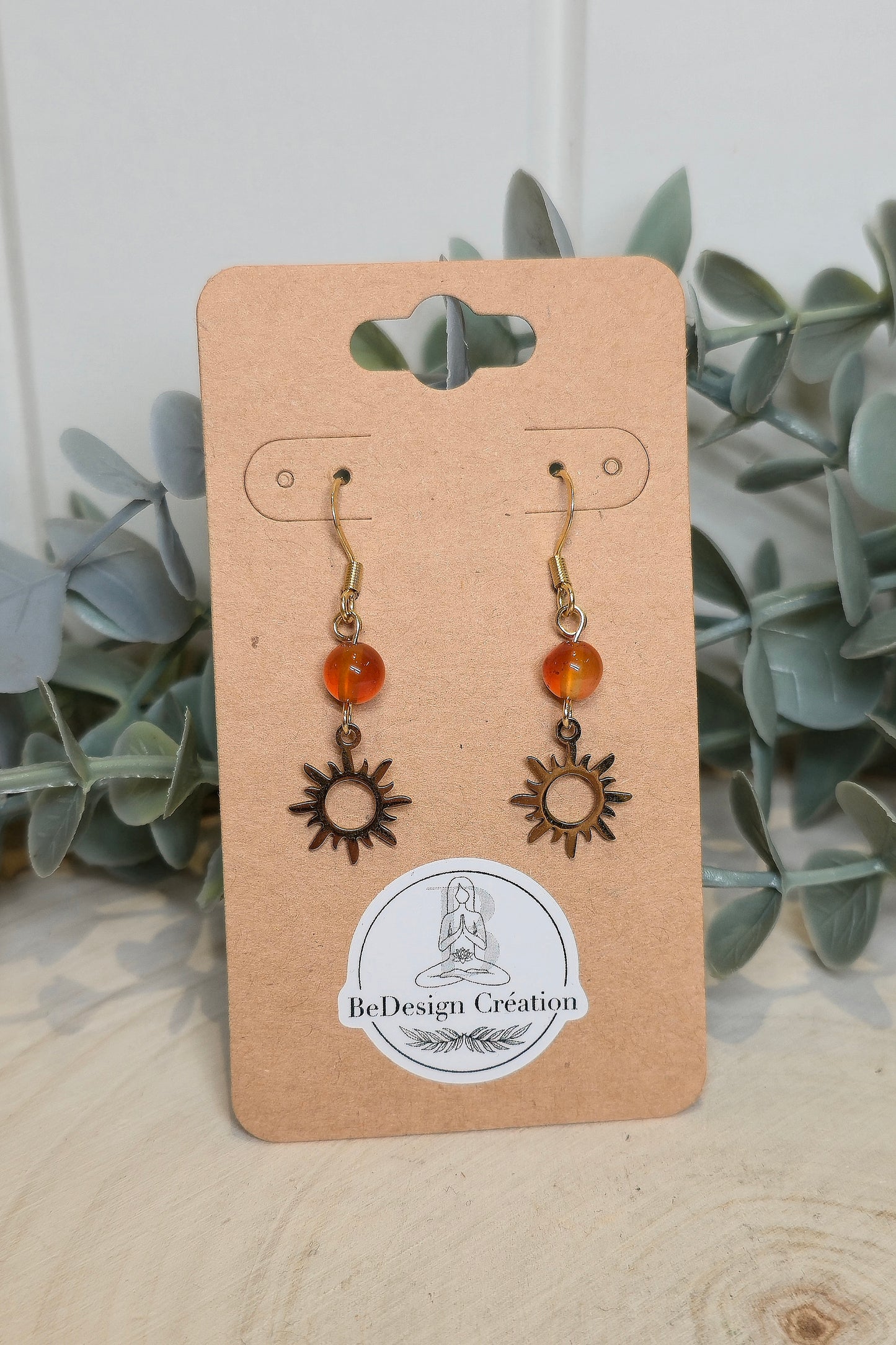 Boucles d’oreilles gold Soleil Cornaline