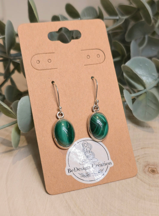 Boucles d'oreilles pendante Malachite