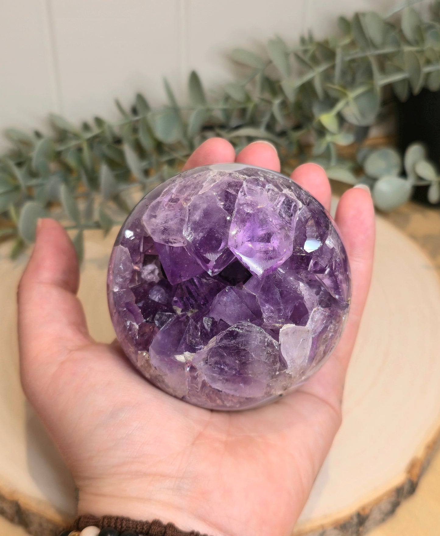 Sphère Améthyste avec Agate mousse