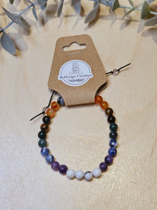 Bracelet Chakras avec pierres - foncé