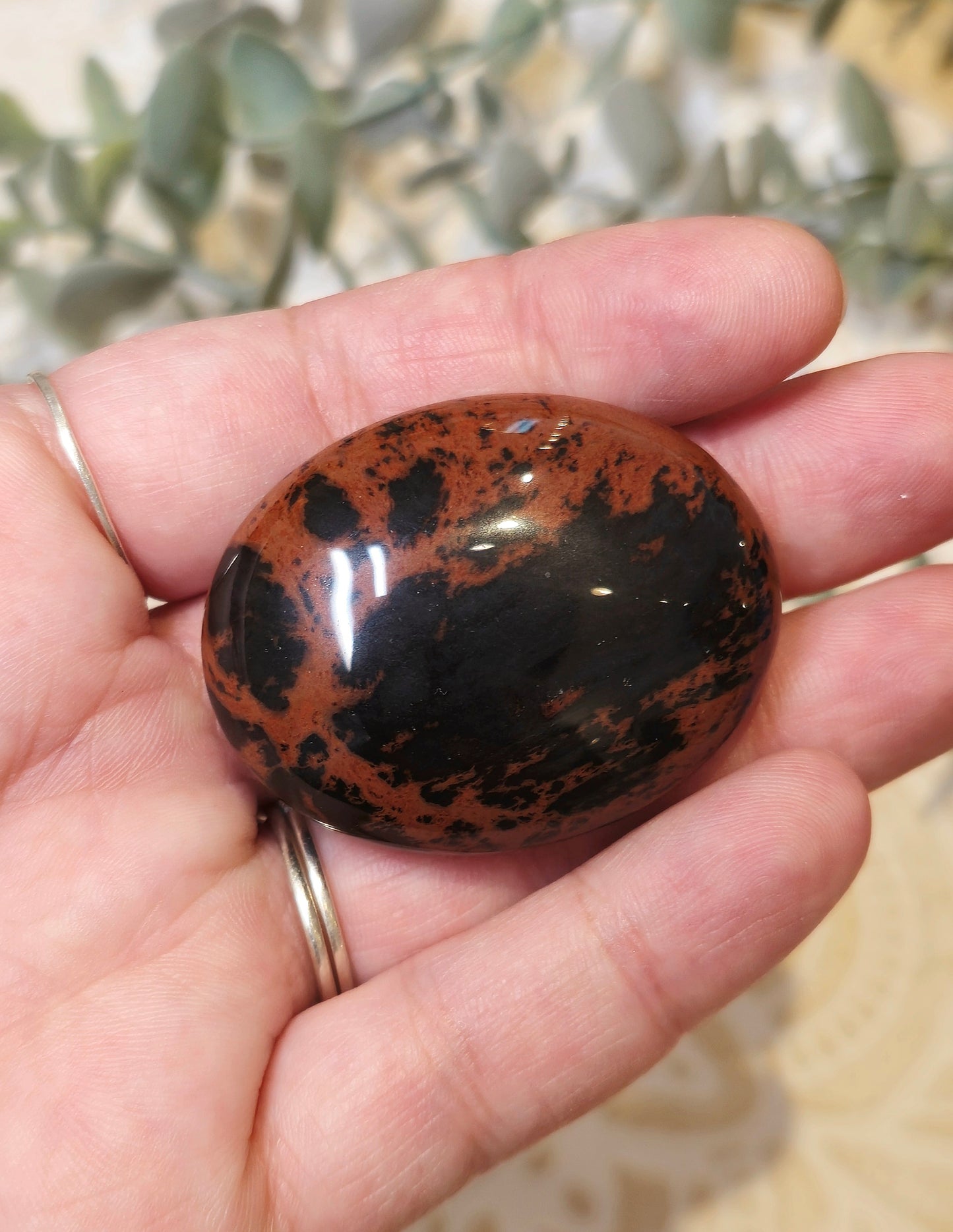 Pierre de paume Obsidienne acajou