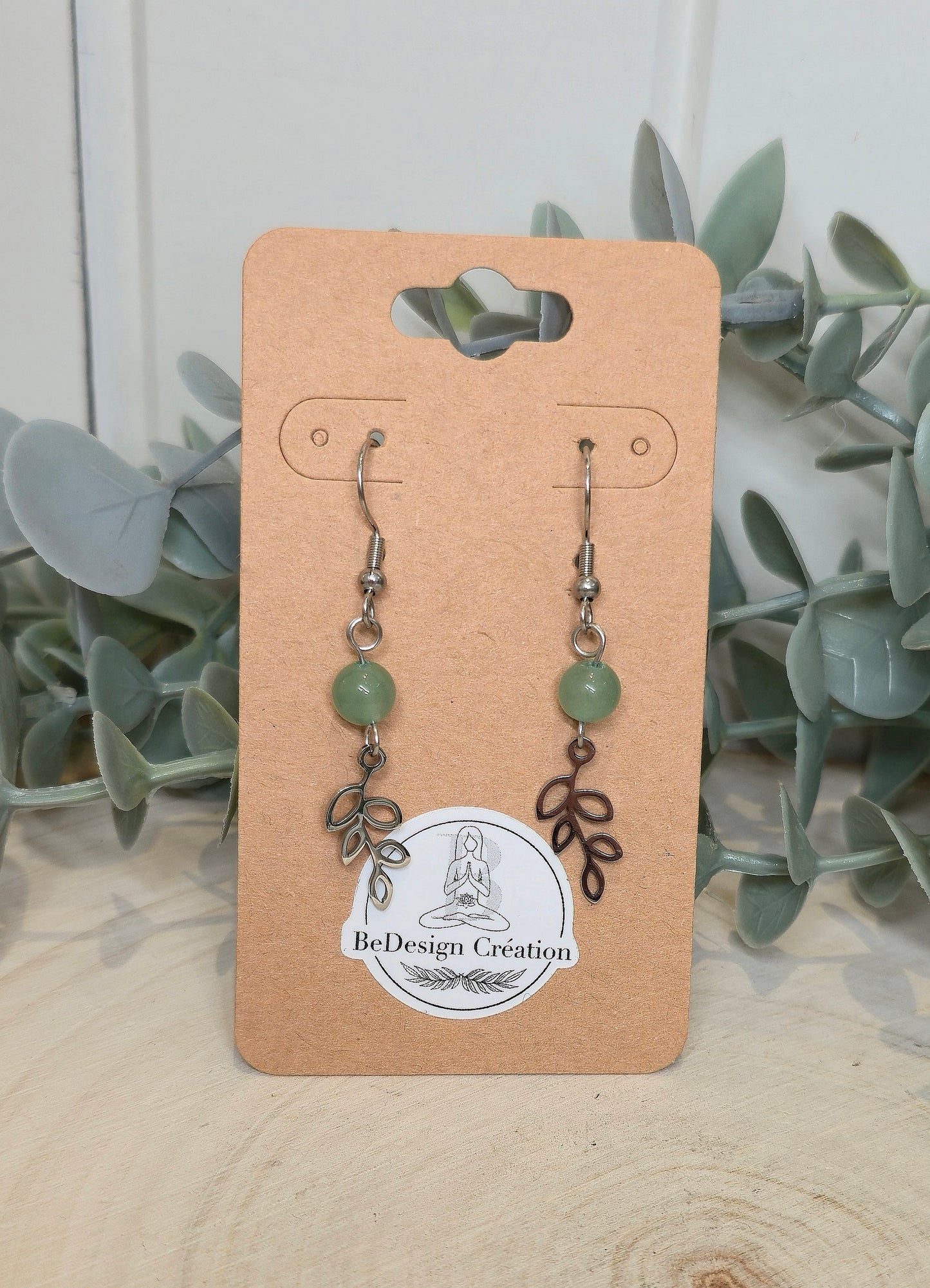 Boucles d’oreilles Feuillage Aventurine verte