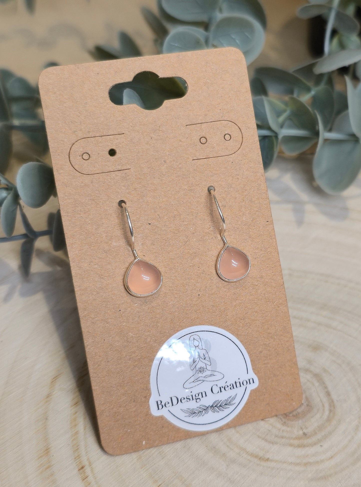 Boucles d'oreilles pendante Quartz rose