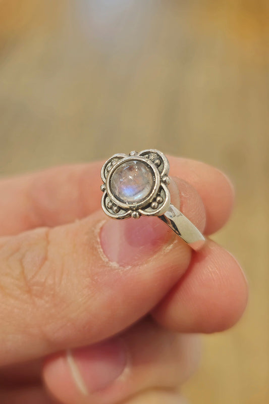 Bague Pierre de lune Arc-en-ciel