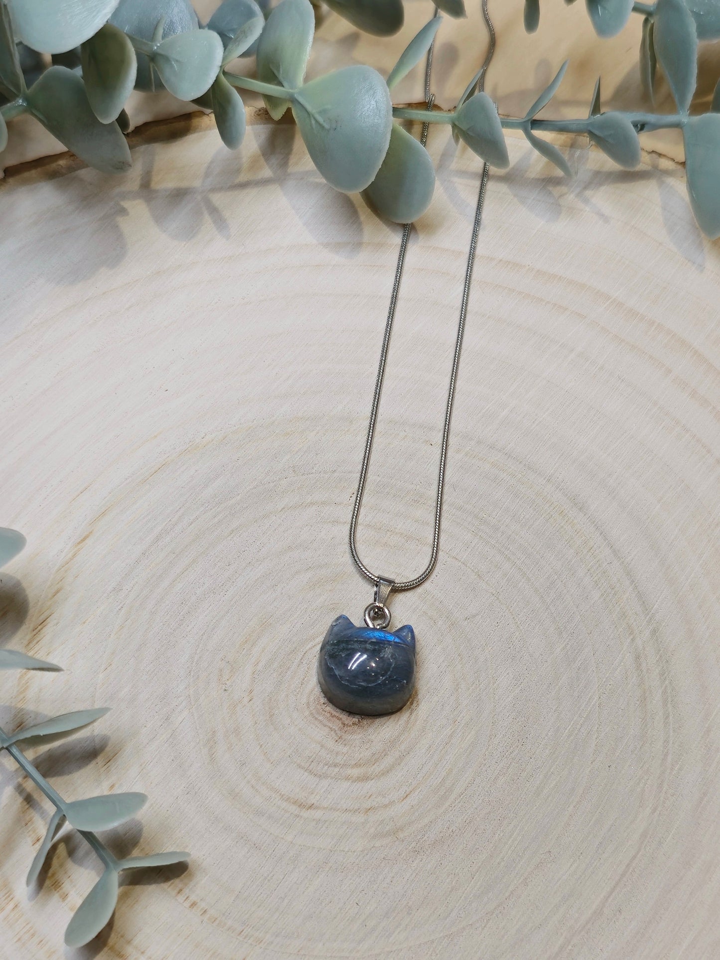 Collier Labradorite forme de chat