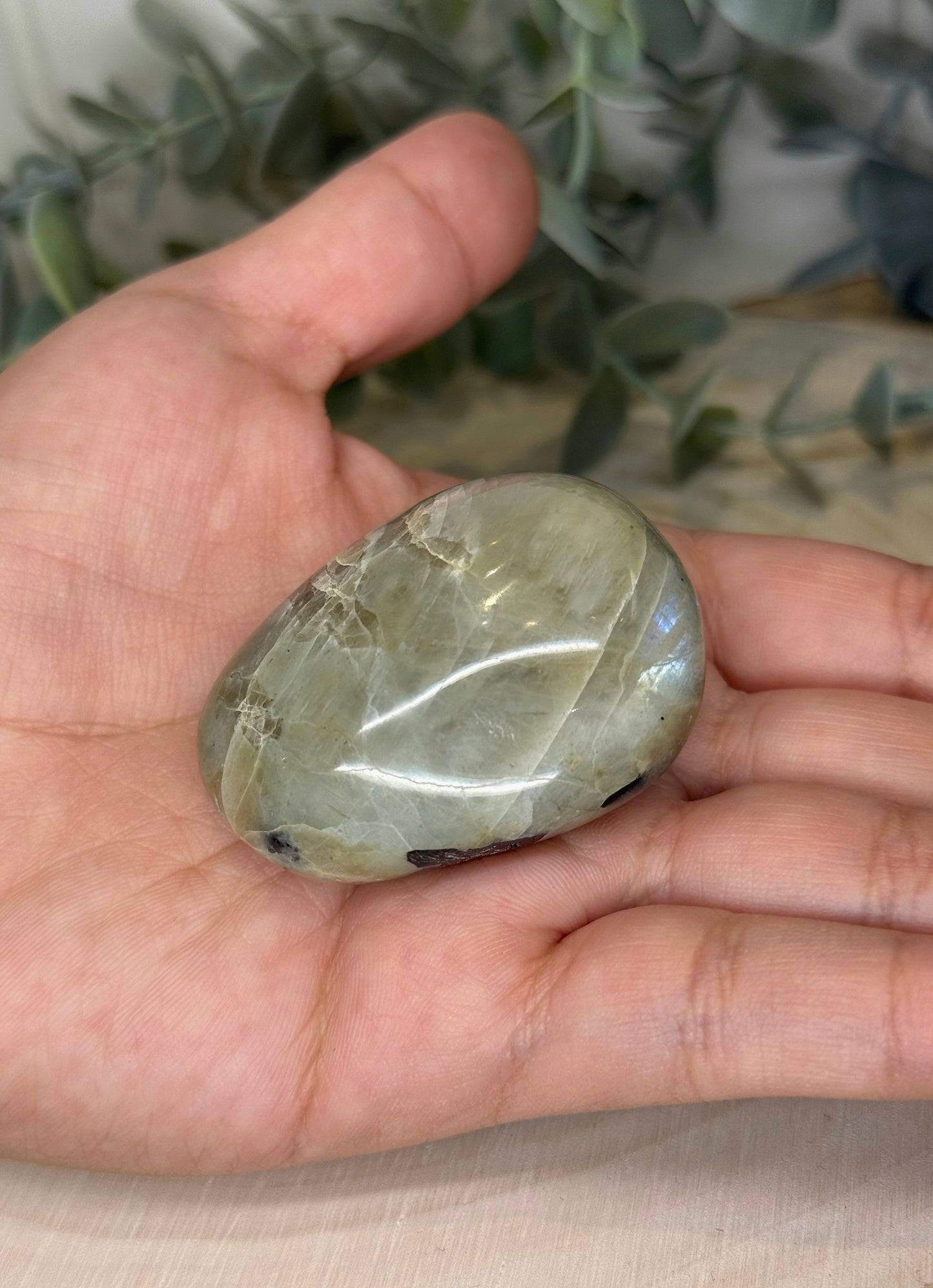 Pierre de lune verte de paume