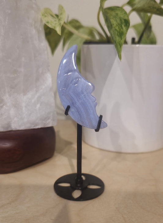 Lune Agate dentelle bleue avec stand