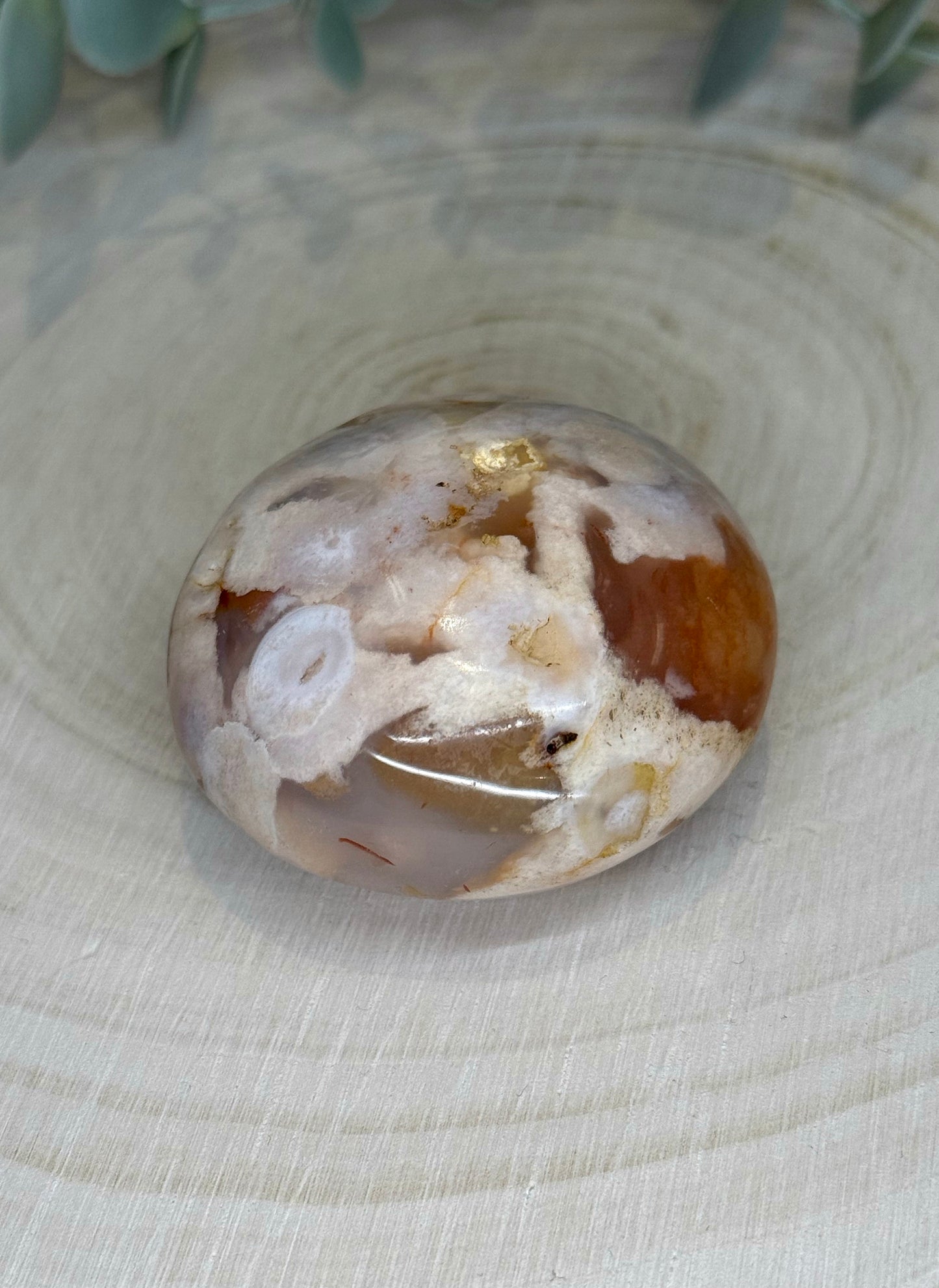 Pierre de paume en Agate fleur