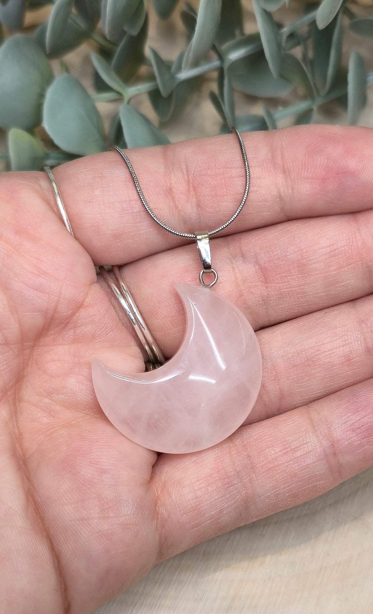 Collier Lune en Quartz Rose