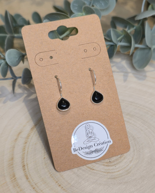 Boucles d'oreilles pendante Onyx