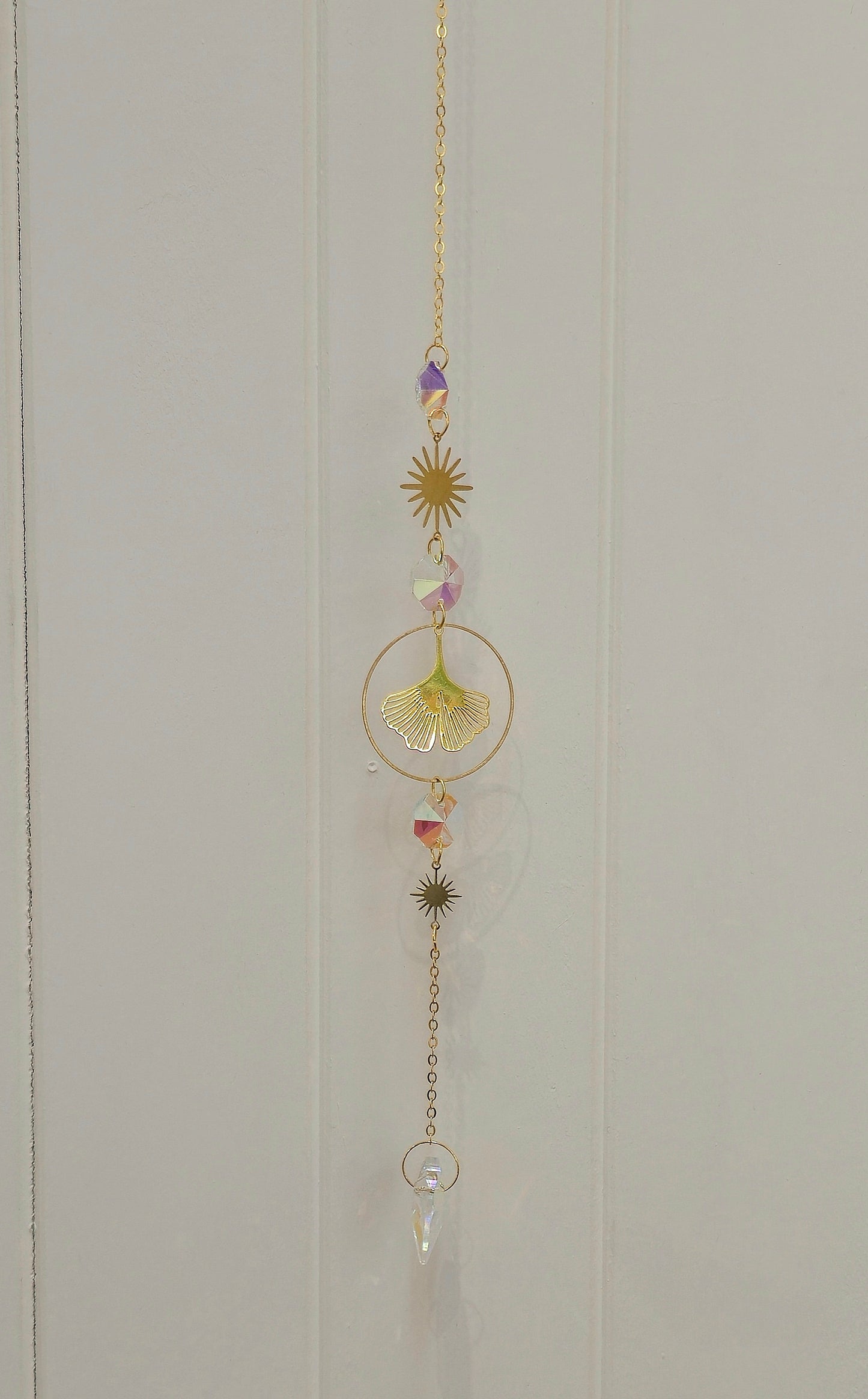 Capteur de lumière cristaux Ginkgo/coeur