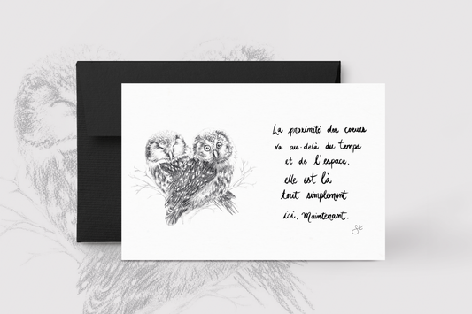 Carte de souhaits - Les Chouettes et La proximité des coeurs