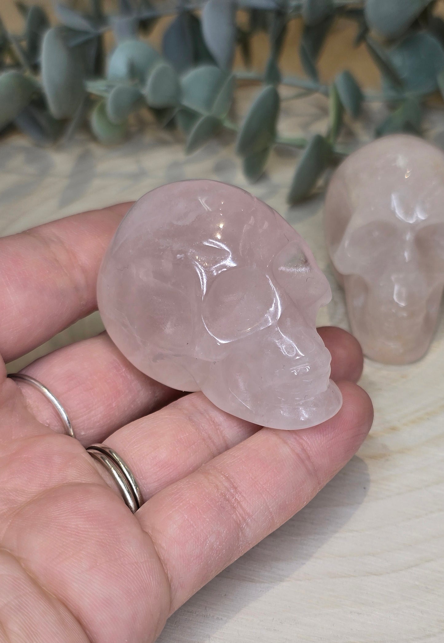 Crâne en Quartz rose