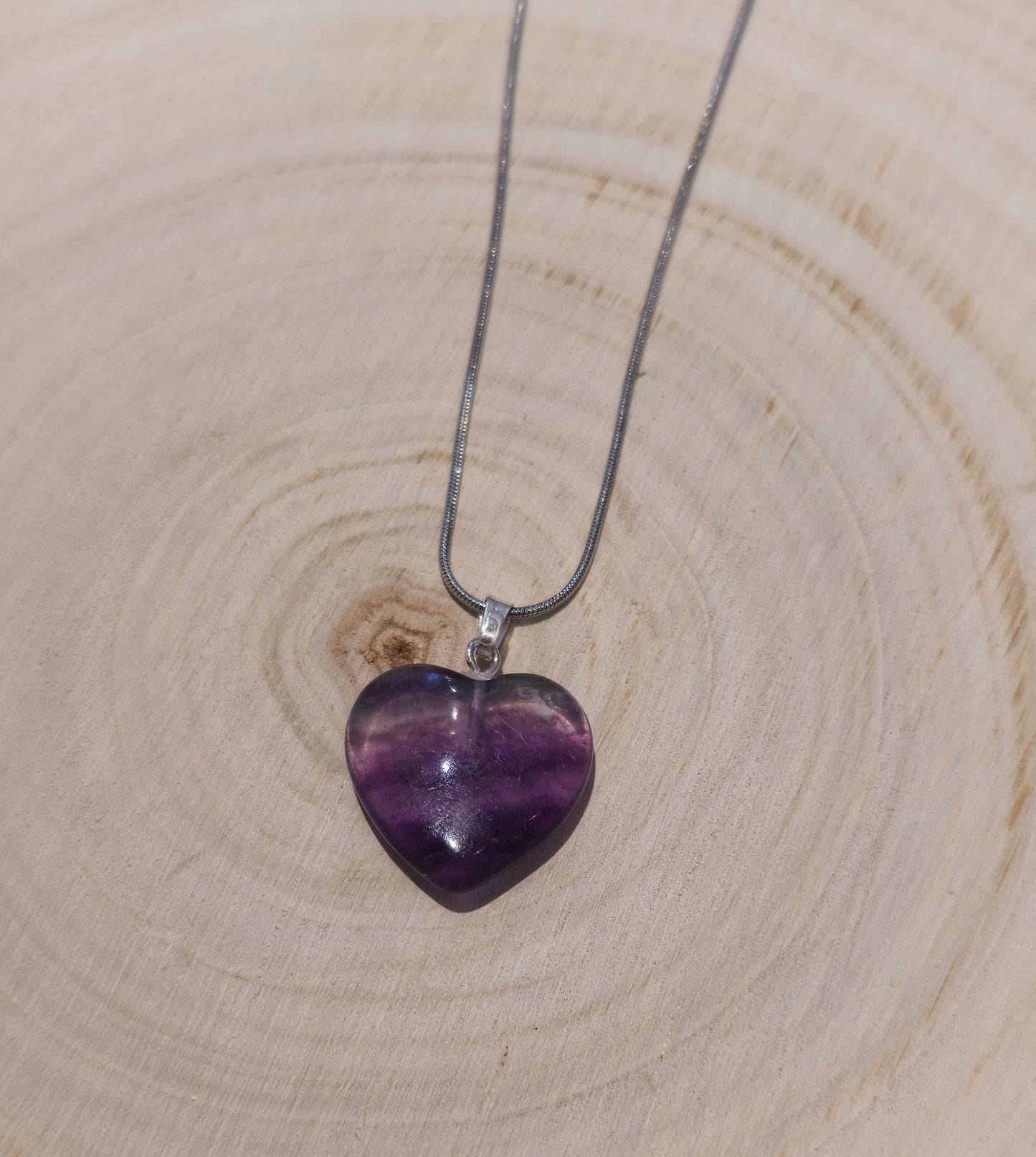 Collier en coeur en Fluorite