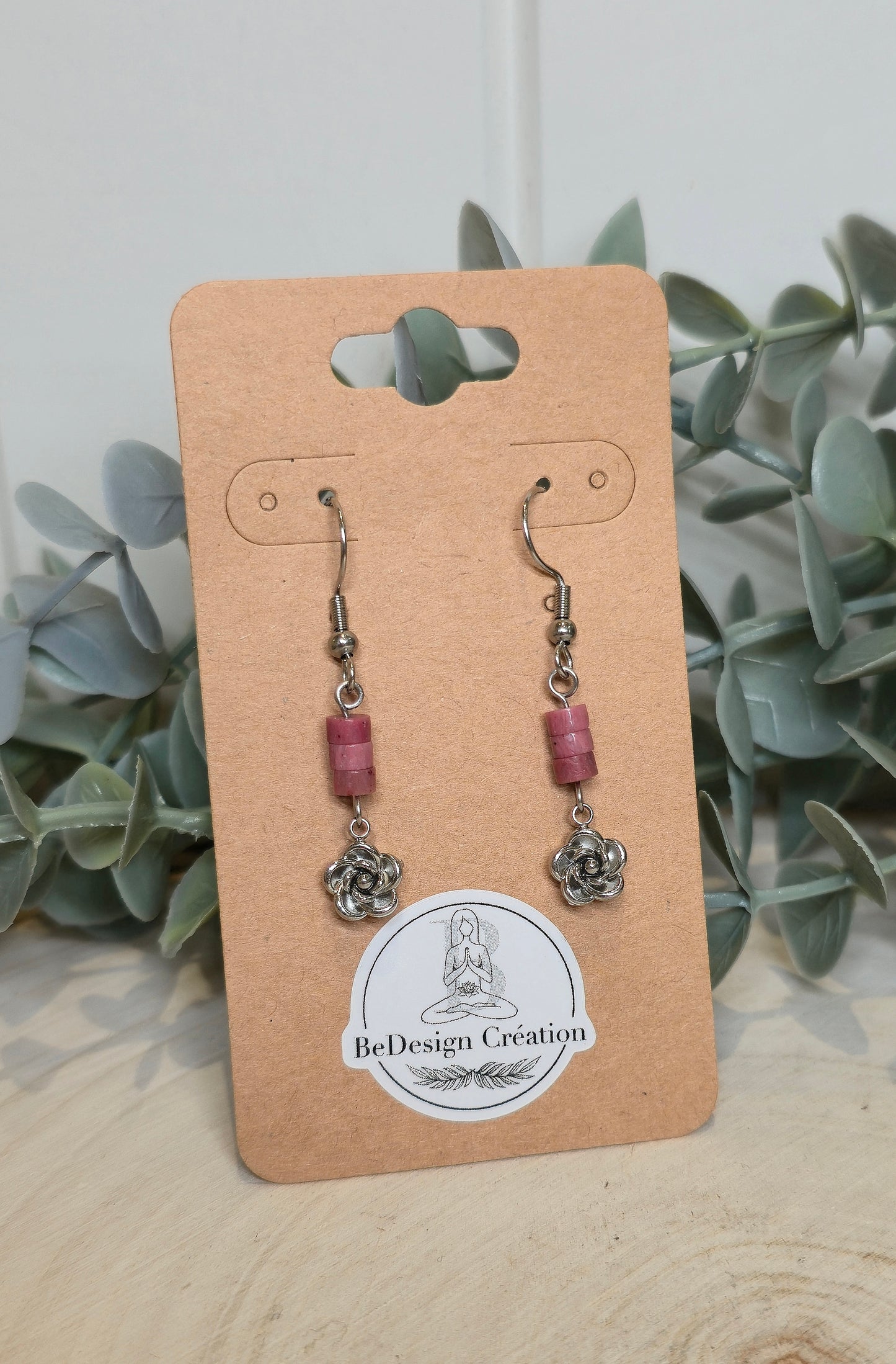 Boucles d’oreilles Rose Rhodonite
