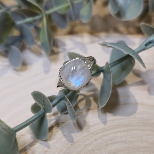 Bague Pierre de lune Arc-en-ciel